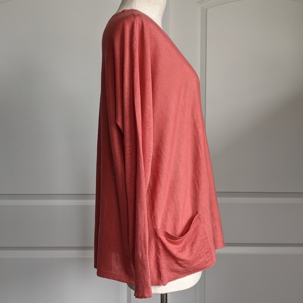 Eileen Fisher Top Pullover Lightweight Long Sleeve Cotton Linen Cedar M NWT - Picture 5 of 15